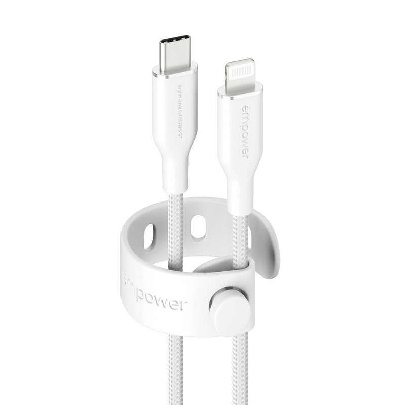 empower™ by PanzerGlass® Racing 60W USB-C to Lightning Cable | USB 2.0 | 1.2M | Silver White